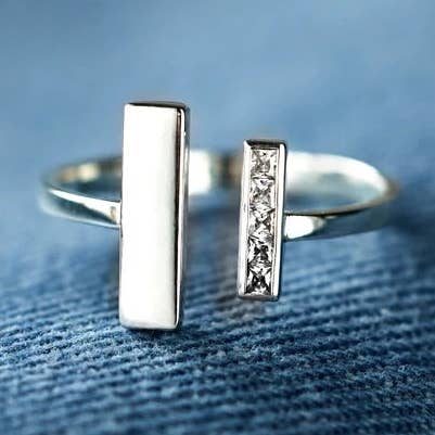 Perimade & Co. LLC - Wholesale Band/Stacked Ring - Rainbow Modern Bar Stacking Ring in 925 Sterling Silver3