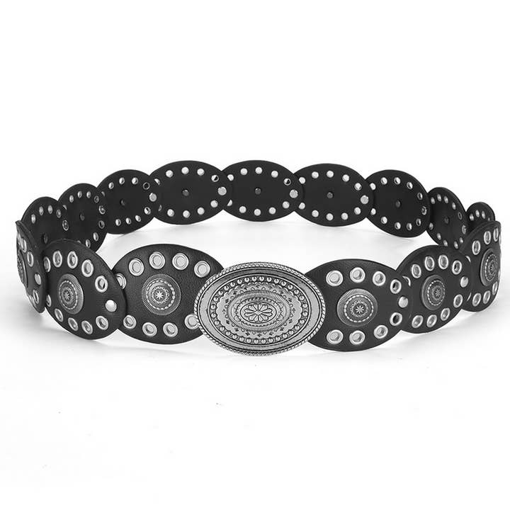 ACCITY - Wholesale Belt - Women's - RIVETED DISC PATCHWORK BELT_CWABE0581