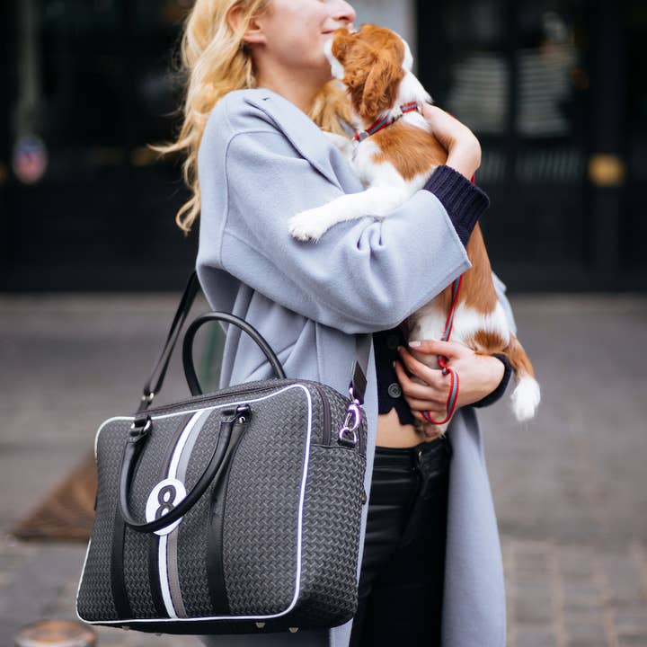 E2R PARIS - Wholesale Laptop Bag - Unisex - William NBG8 15'6" grey canvas and leather computer bag3