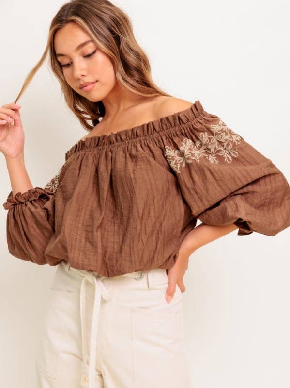 A solid woven top - IT13503 BROWN for wholesale on Faire0