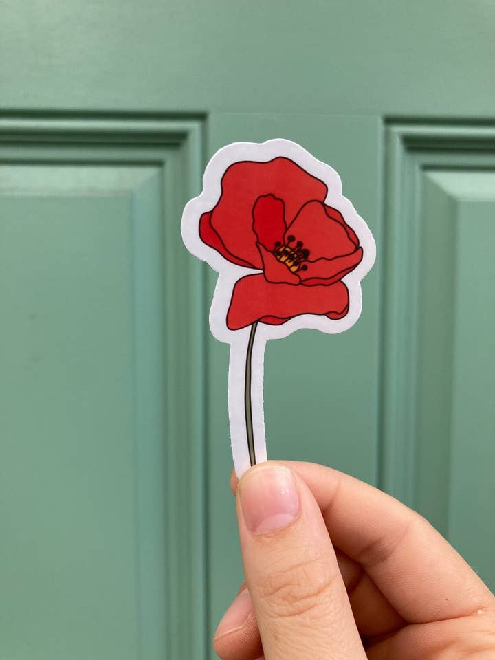 Autocollant en vinyle Poppy Flower | Autocollant Wildflower pour la vente par Frankie Blue