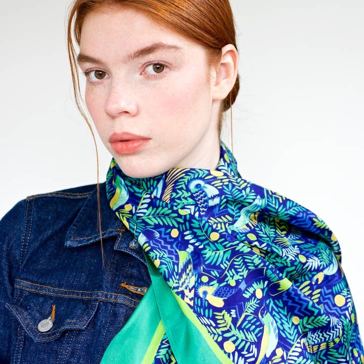 Jungle Birds Silk Scarf for wholesale by COLLIER CAMPBELL