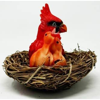 REMOVED BRAND - Wholesale Decorative Figurine - Cardinal Family in Nest