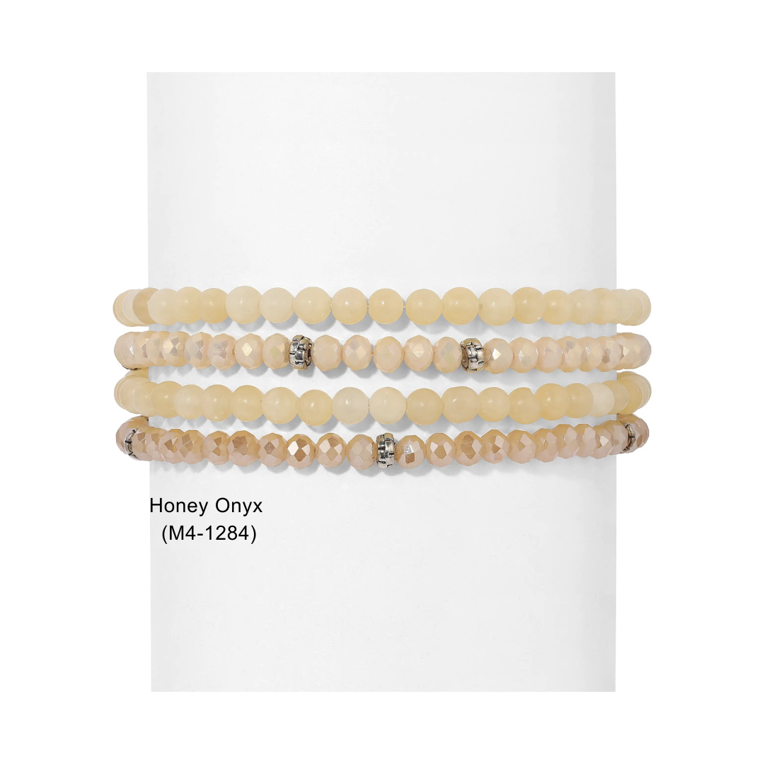 My Fun Colors - Wholesale Beaded Bracelet - Gemstone + Crystal Bead Stretch Bracelets, Set419