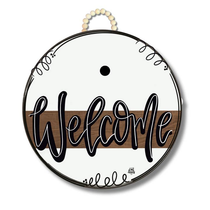 DK Designs Georgia - Wholesale Door Hanger - Stained Striped "Welcome" Hanger + Mini1