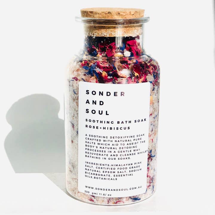 Rose and Hibiscus Bath Soak for wholesale by Sonder and Soul