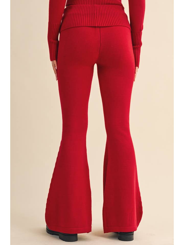 KIMBERLY C - Wholesale Pants - Women's - Foldover Flare Knit Sweater Pants3