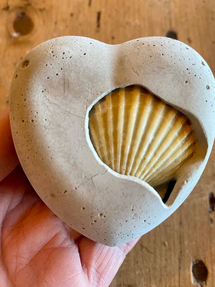 Sea Shell Concrete Heart for wholesale by Sea + Green