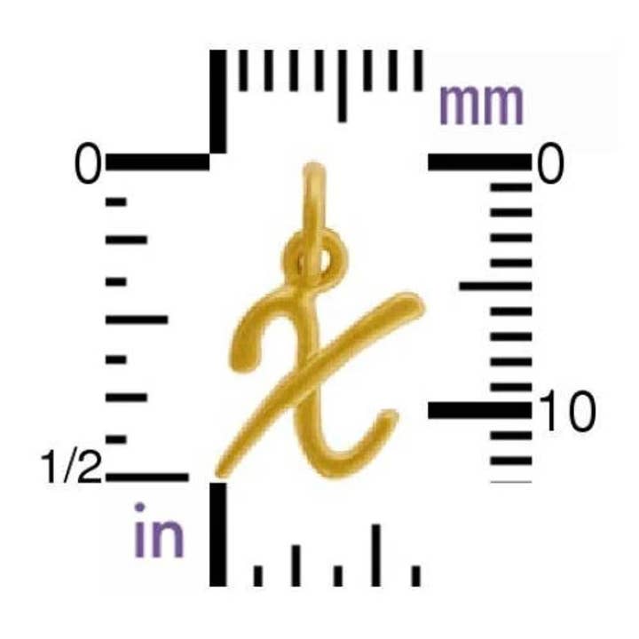Plazko - Wholesale Individual charm/pendant - 24Kt Gold Plated Sterling Silver Initial Letter X Charm 10x7mm - 1pc2