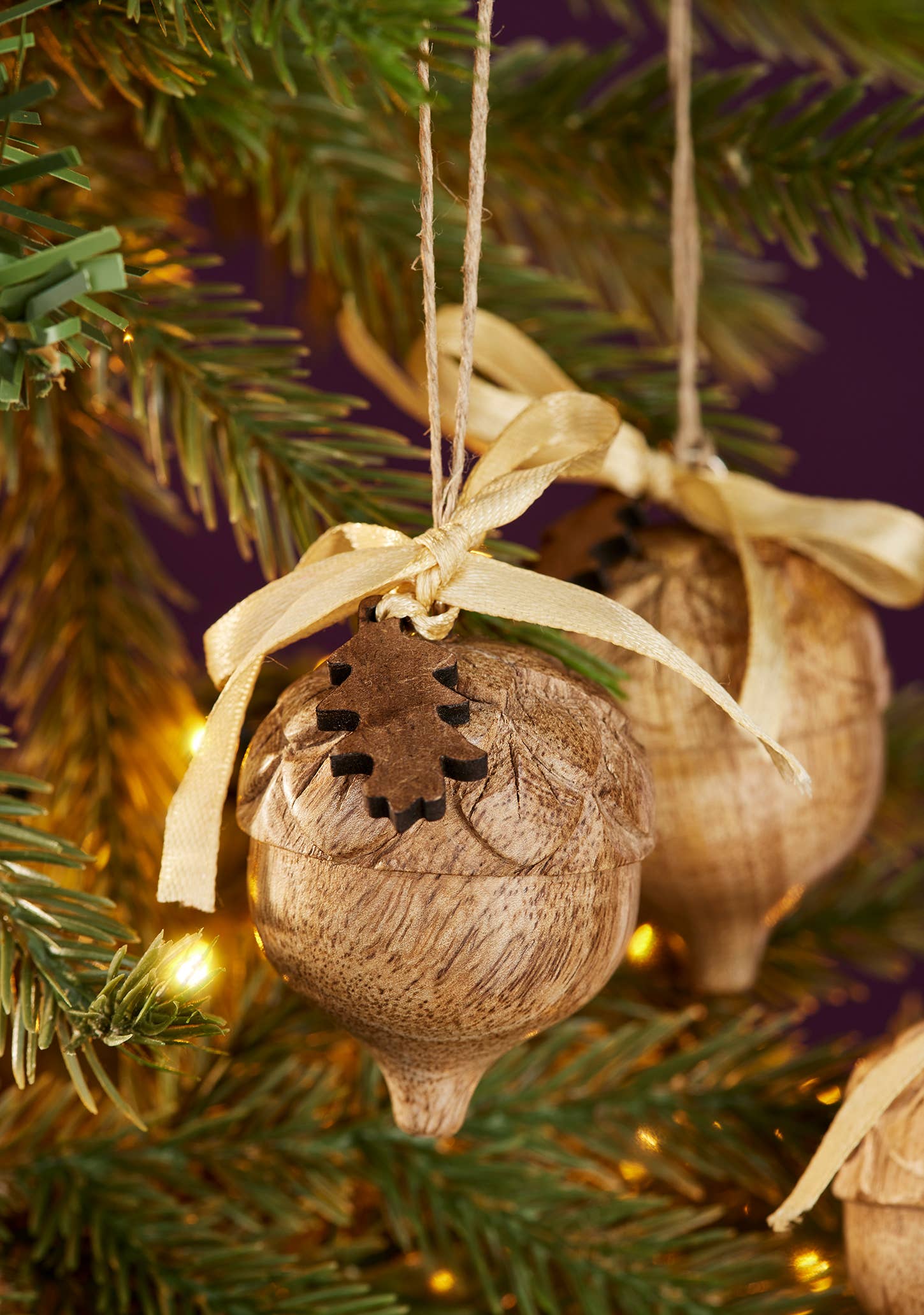 Namaste – wholesale Ornament – Hand Carved Acorn Decoration0