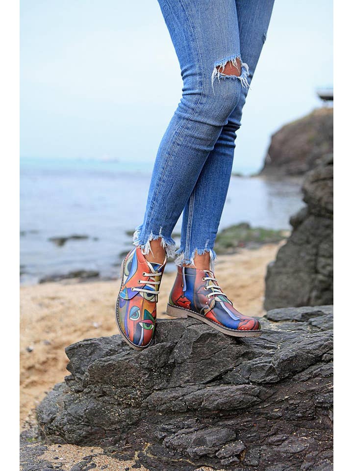 AVENS – Großhandel Stiefeletten – Damen – Einzigartiges Design Bunte Augendesign Bedruckte Stiefeletten5