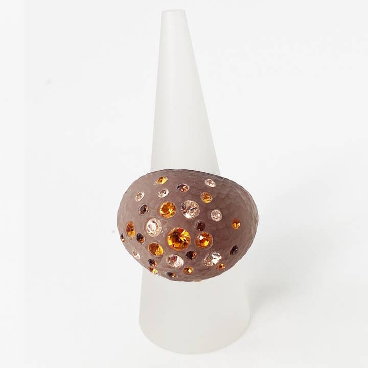 Colorful Swarovski Crystals Dome Ring in Cocoa for wholesale by Gold & Honey
