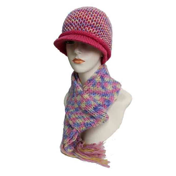 Cap Zone - Wholesale Beanie - Women's - Visor Design Crochet Super Softness Two Set Beanie5