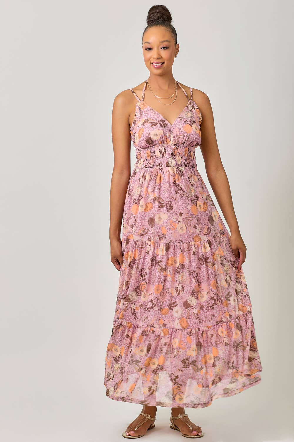 Mystree - Vendita all'ingrosso Vestito - Donna - 61048 Abito Lungo a Strati in Rete Stampata19