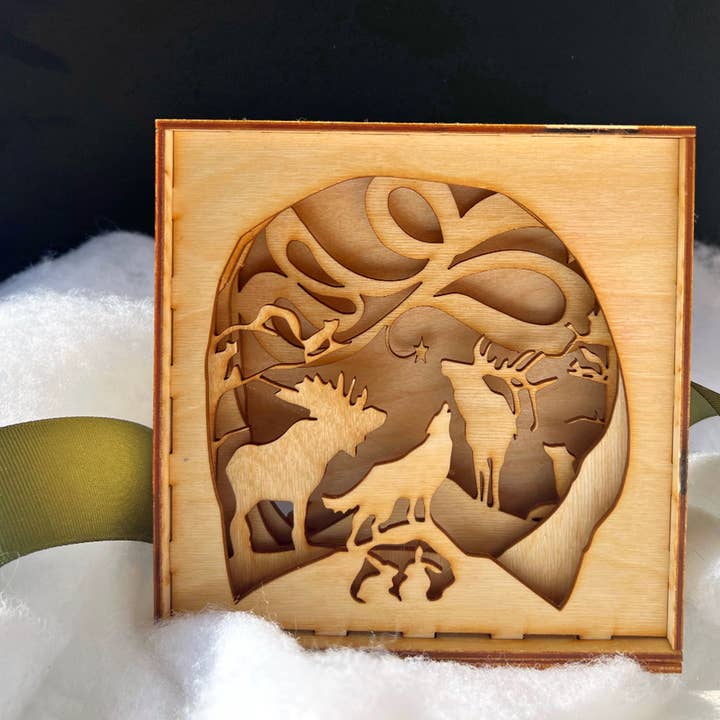 Lightbox - Shooting Star in the forest nature art for wholesale by Squirrel Tacos Papercuts