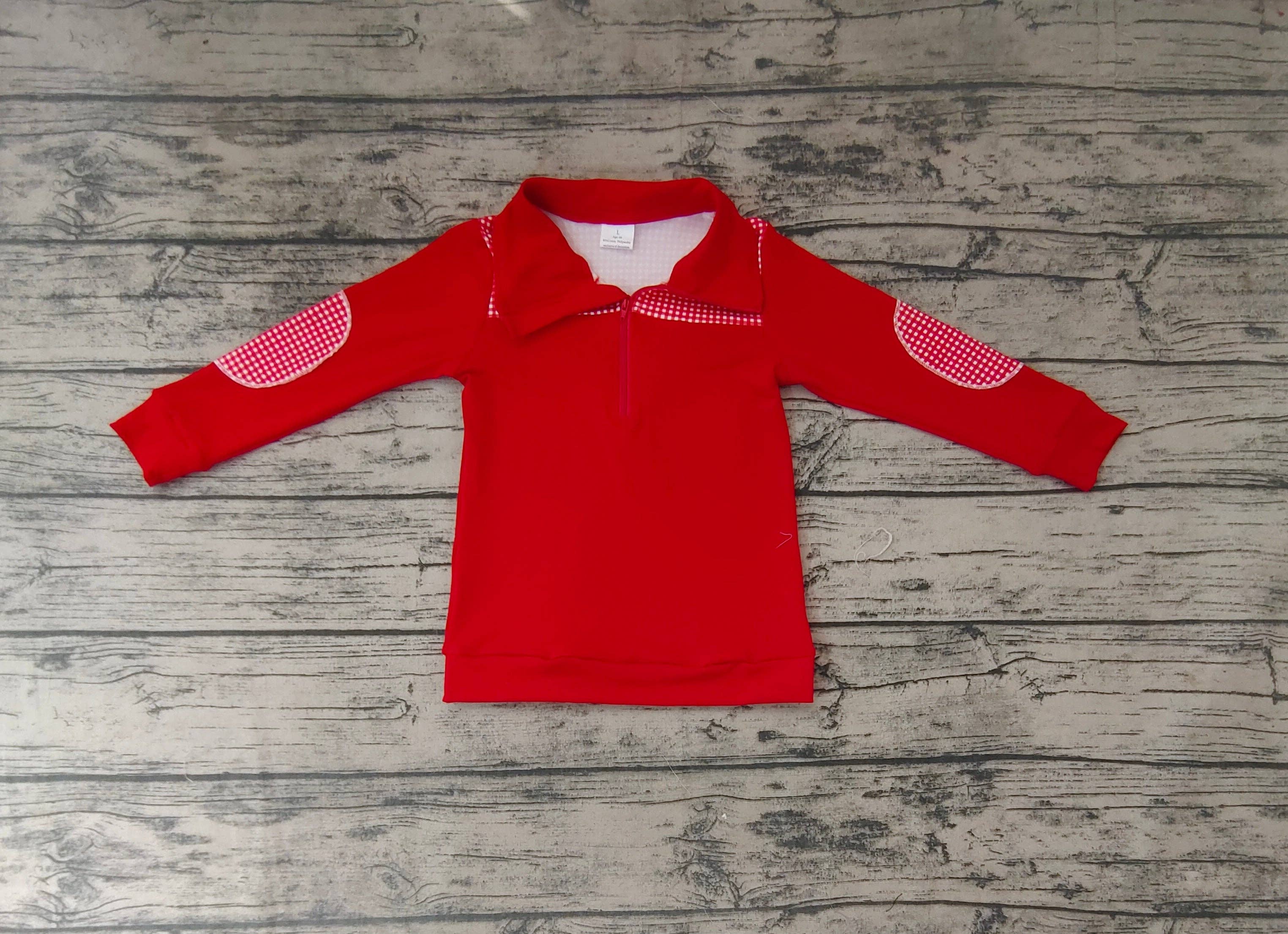 Aier Wholesale - Wholesale T-Shirt - Kids - Baby Kids Red Long Sleeve Elbow Pullover Tee Shirt Top1