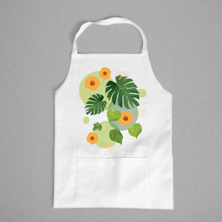 Monstera Greens Apron for wholesale by Potluck Press