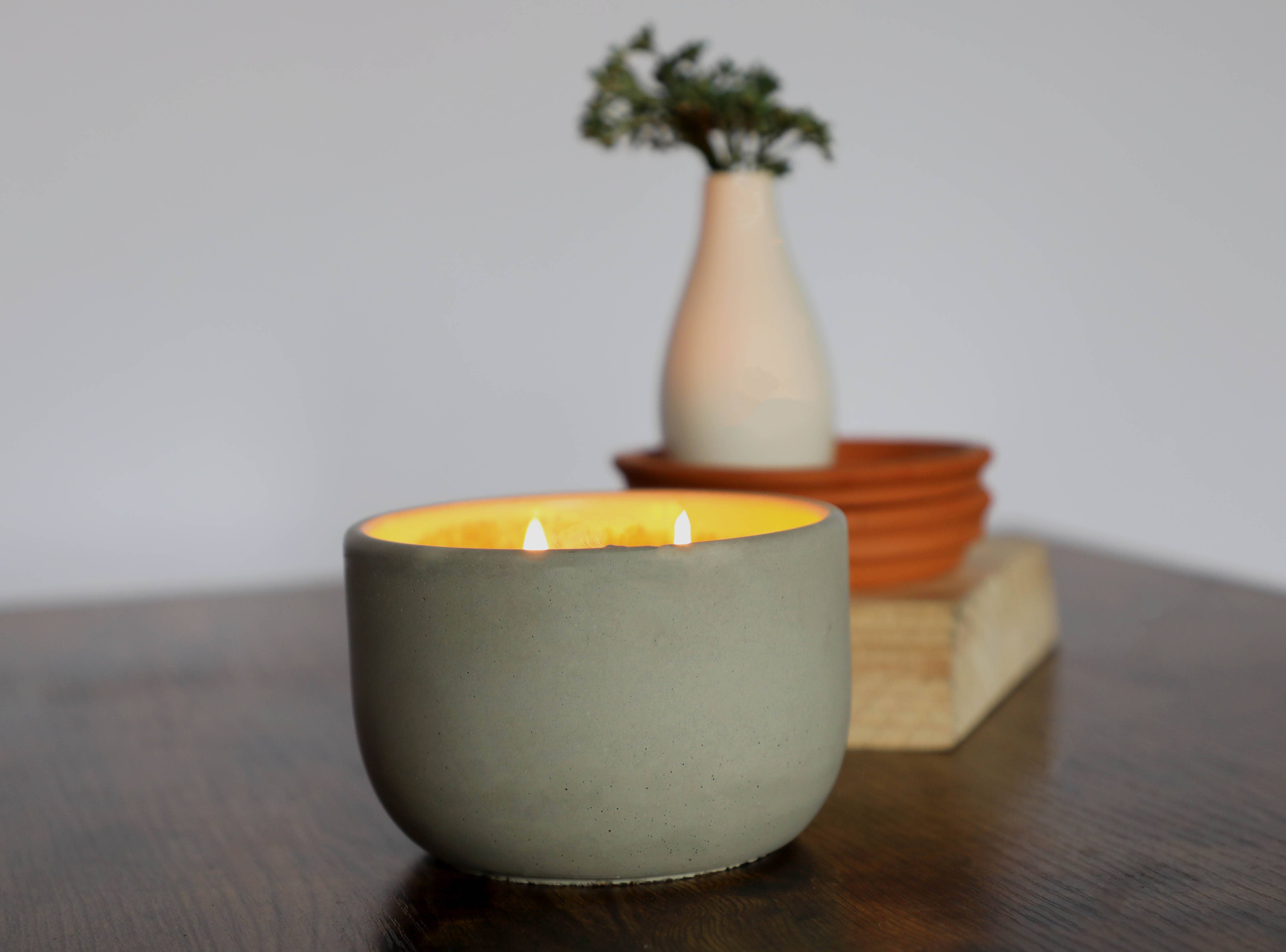 Day Moon Co. - Wholesale Jar/Filled Candle - Palo Santo + White Sage Hand Poured Concrete Candle3