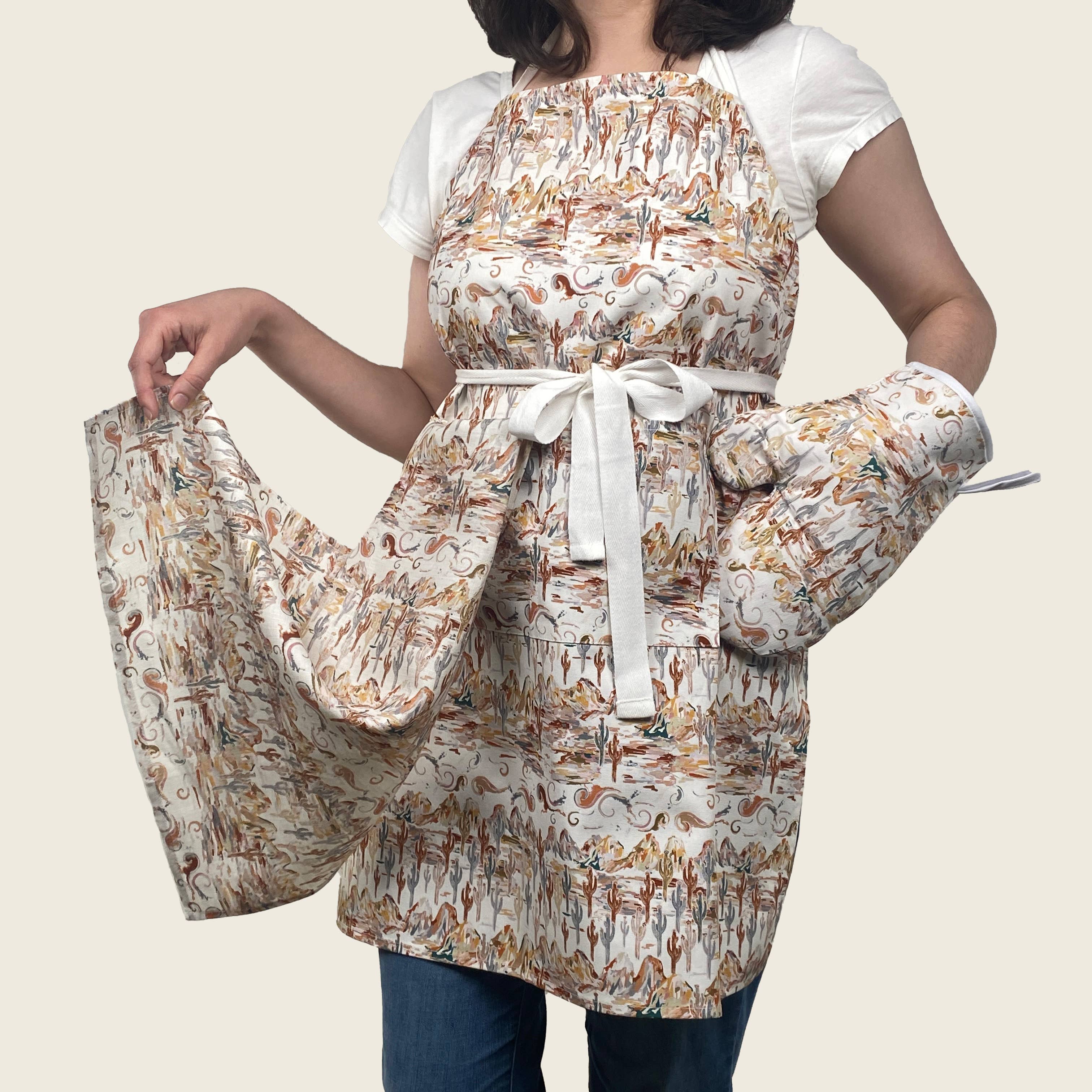 Cher the Fire - Wholesale Apron - Cotton Apron, Painted Desert agate Southwestern watercolor4