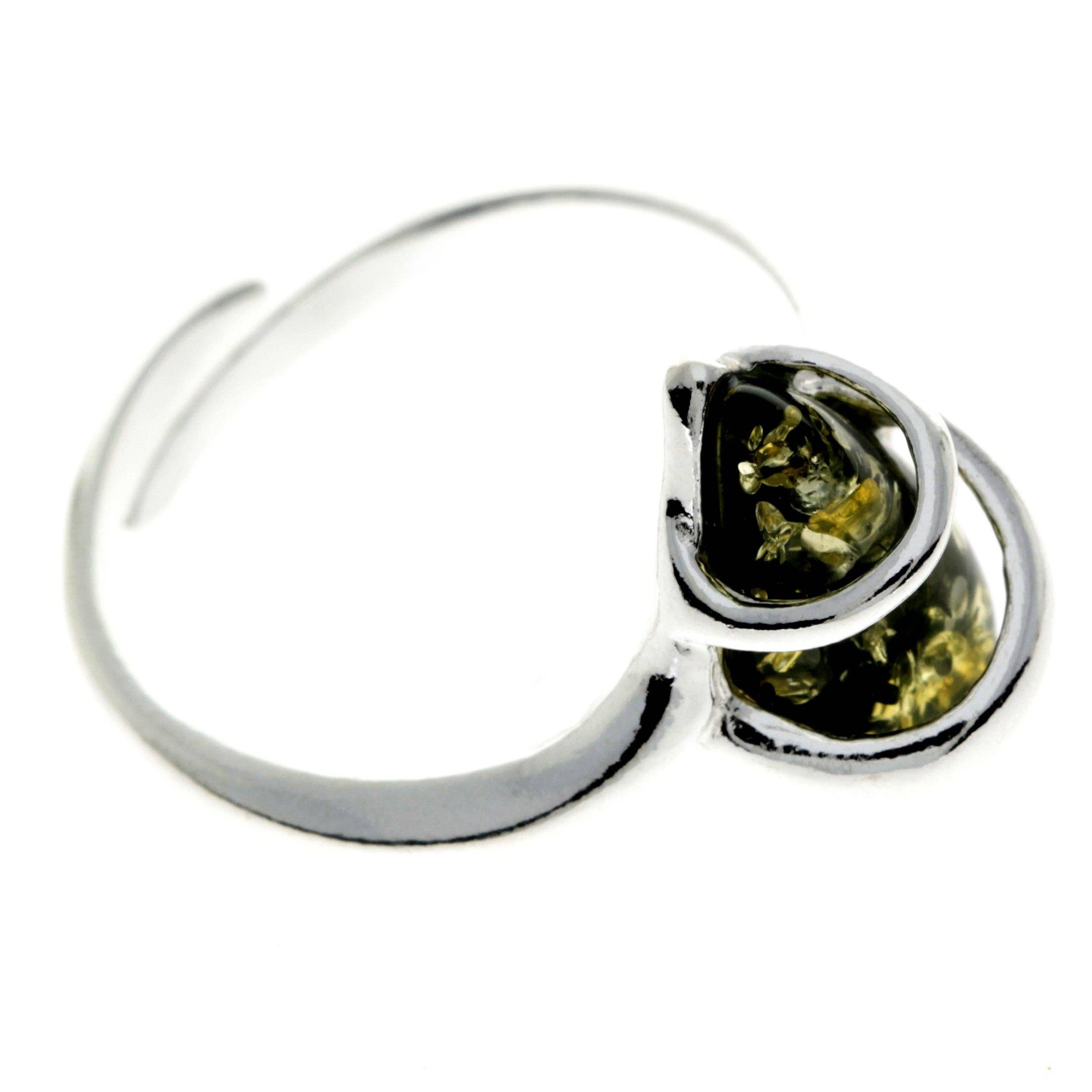 SilverAmber Jewellery - Wholesale Cocktail/Statement Ring - 925 Sterling Silver & Genuine Baltic Amber Modern Adjustable Ring - GL7267