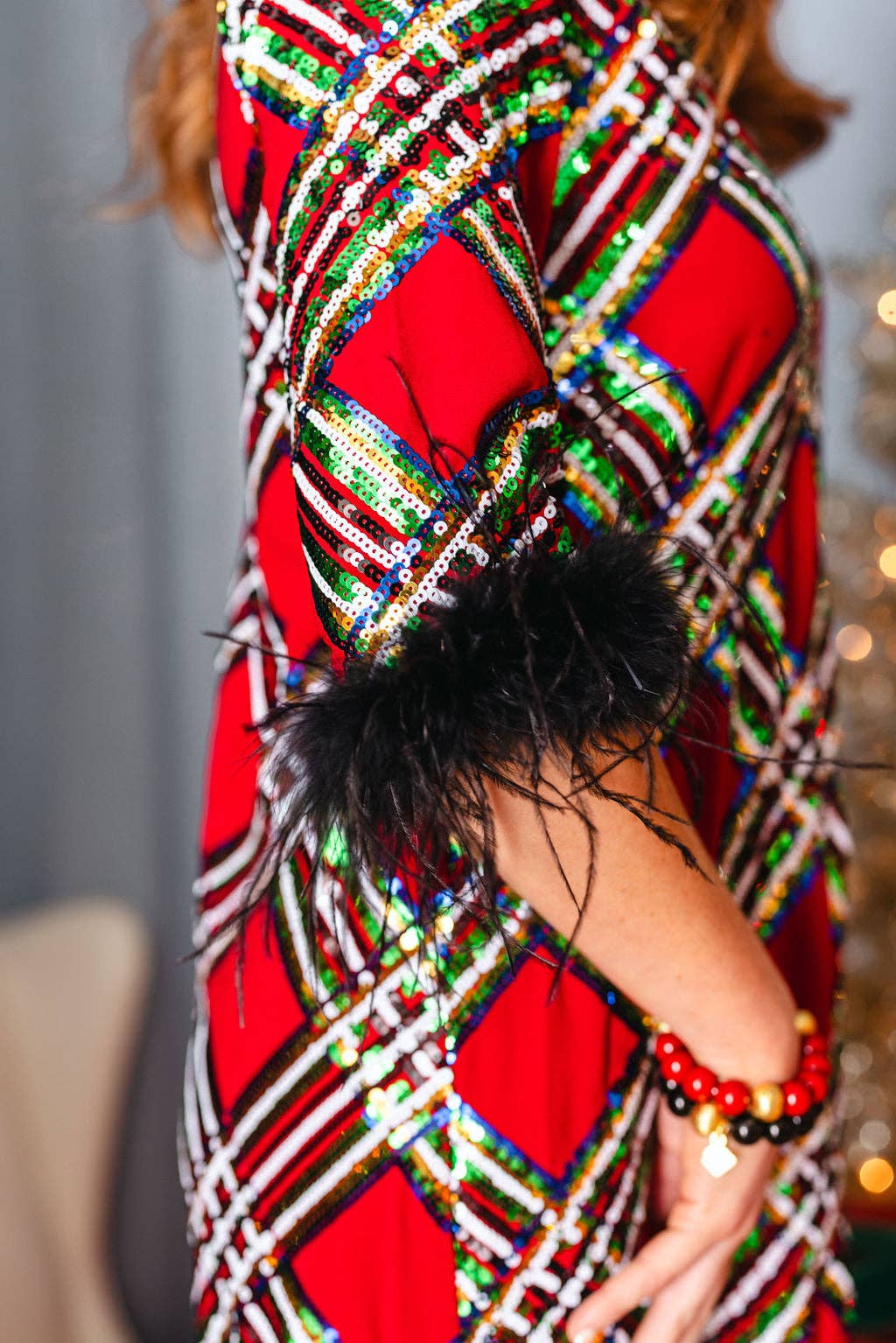 Brianna Cannon - Vente Robe – femme - Robe midi à carreaux à sequins BC6