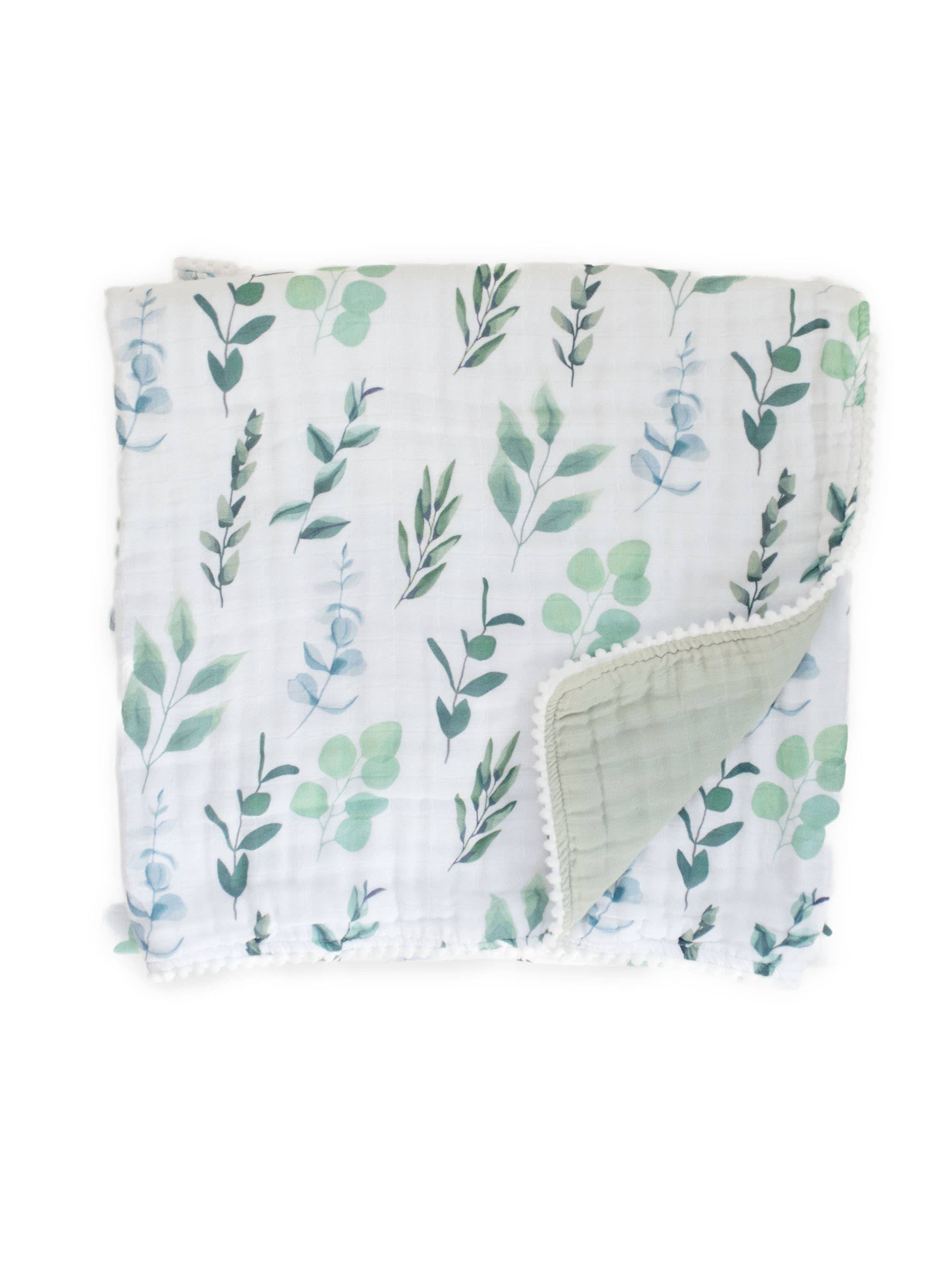 Fawn & Foster - Wholesale Quilt - Kids & Baby - Organic Muslin Gauze Quilt Baby Blanket | Sage Leaves Green1