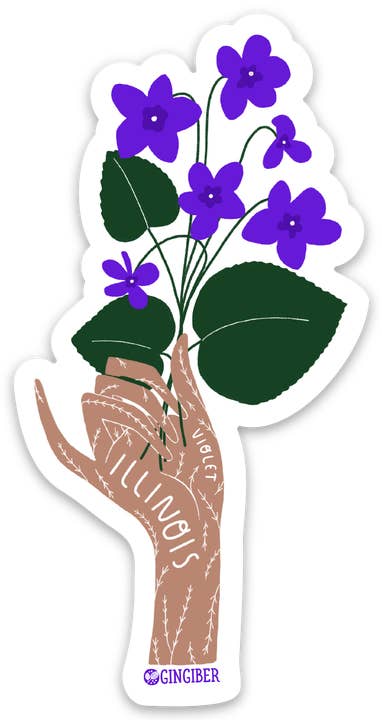 Autocollant floral Illinois State pour la vente par Gingiber