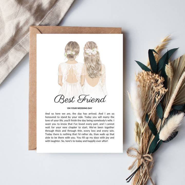Boho Babe UK Studio - Wholesale Wedding Card - Best Friend Wedding Day Printed Poem1