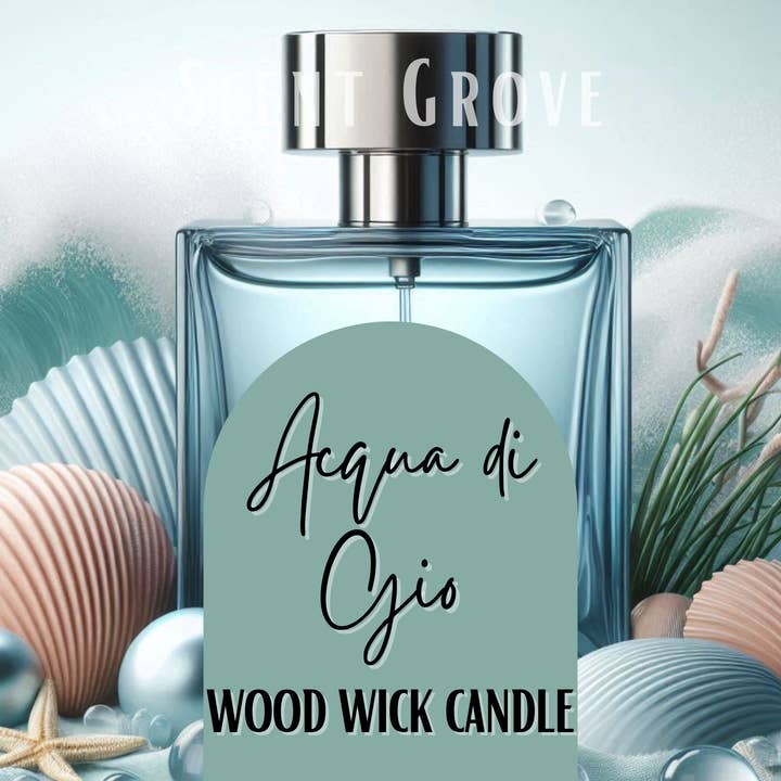 Acqua di Gio scented Wood Wick Soy Candle for wholesale by Scent Grove