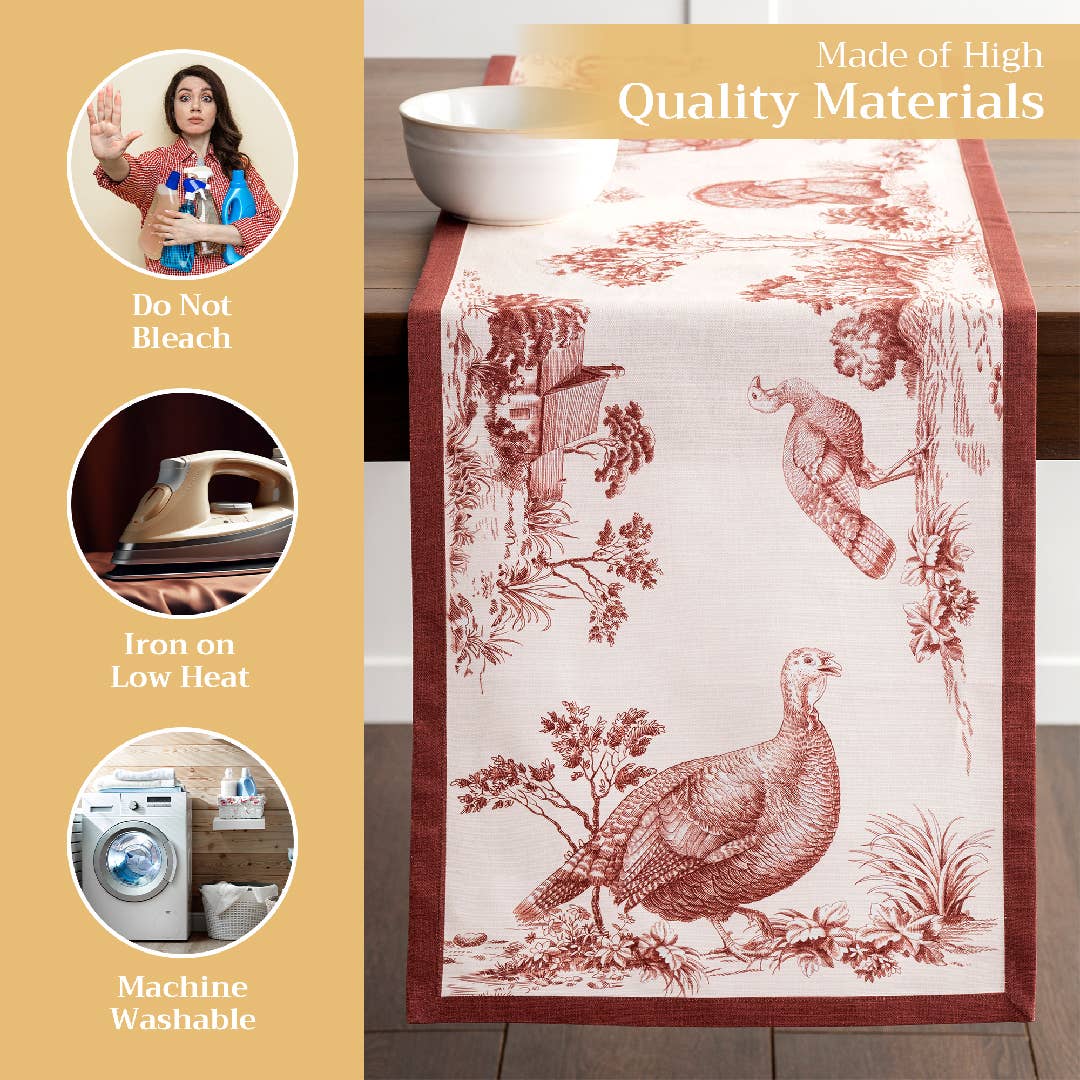 Maison d'Hermine - Design in Every Thread - Wholesale Table Runner - Table Runner 100% Cotton -Single Layer-Fall -Holy Jouy-Brown2