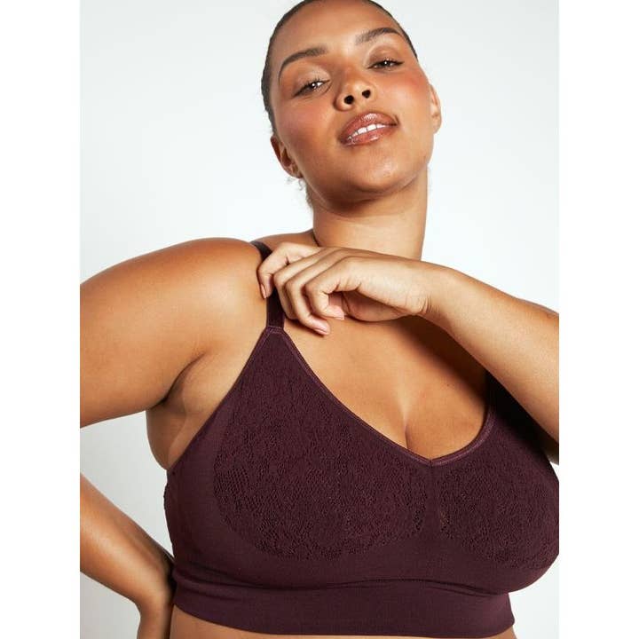 The Mid V Lined Wire-free Bra - Wine for wholesale by Mindd