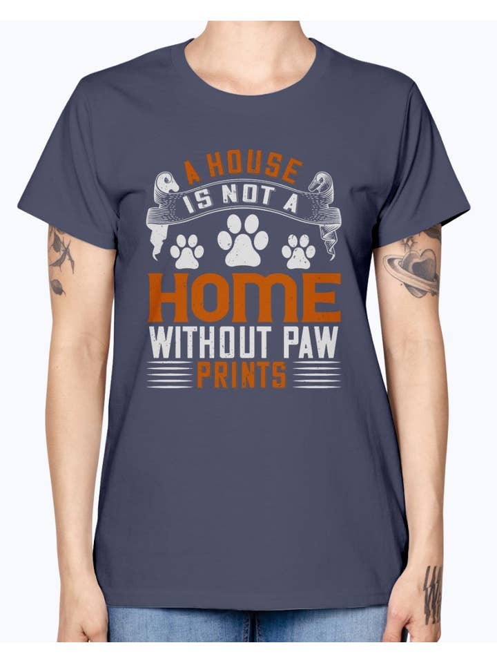 tshirt unlimited – Großhandel T-Shirt mit Siebdruck – Damen – Ein Haus ist kein Zuhause ohne Pfotenabdrücke - Hund- Missy T-Shirt14