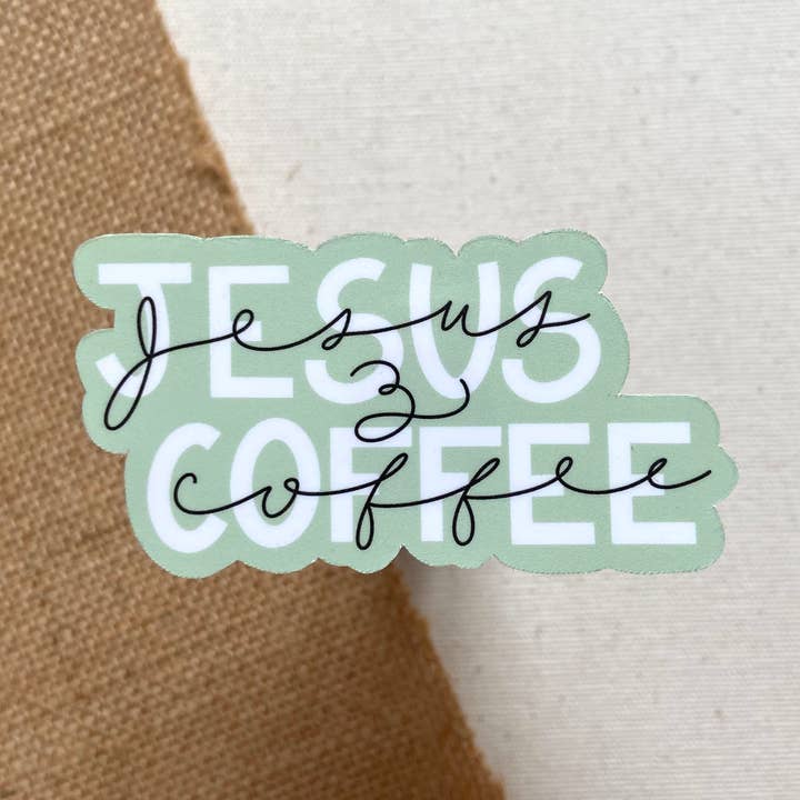 Jesus and Coffee Sticker, 3 x 1.5 inches for wholesale by H&L Craft Co