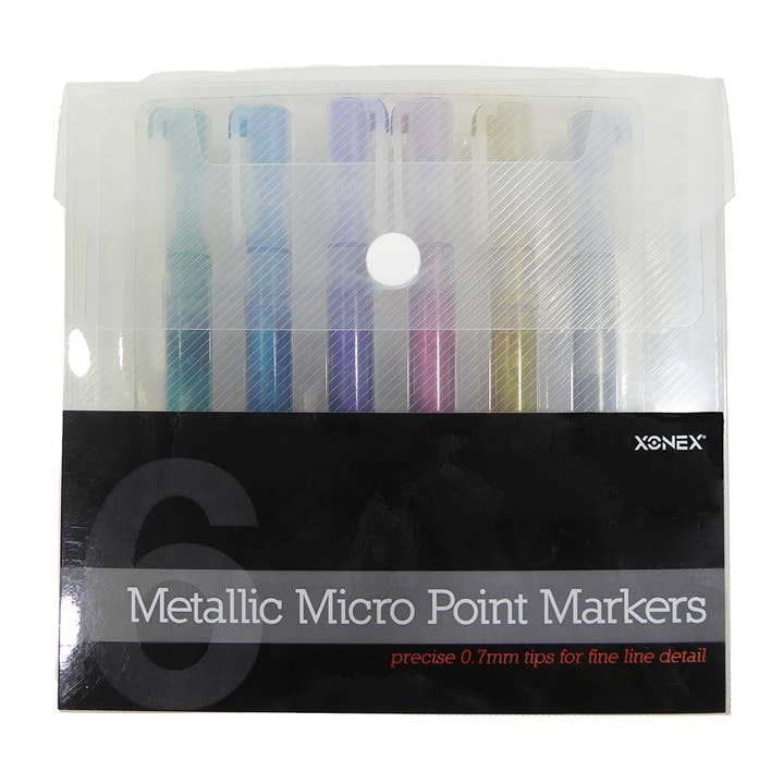 Snap Case Metallic Micro Point Marker Set 6 Pc. for wholesale by Xonex