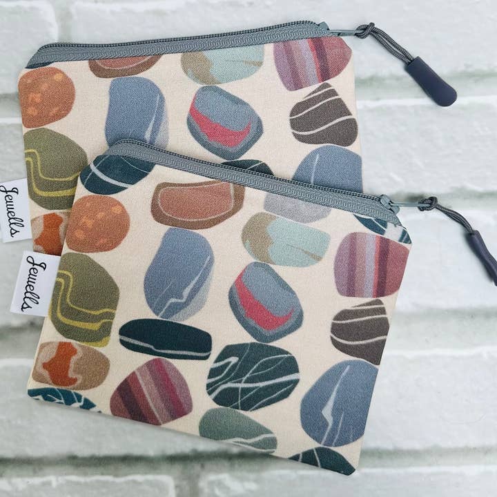 Pebbles fabric coin purse pouch 2 designs pocket mirror for wholesale by Jewells