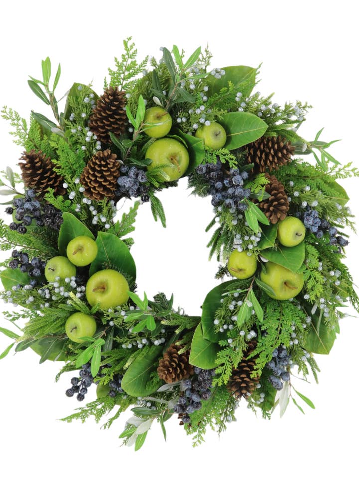 XM14186 Mixed Pine/Apple/Berry Wreath 28" for wholesale by Green Import Enterprises