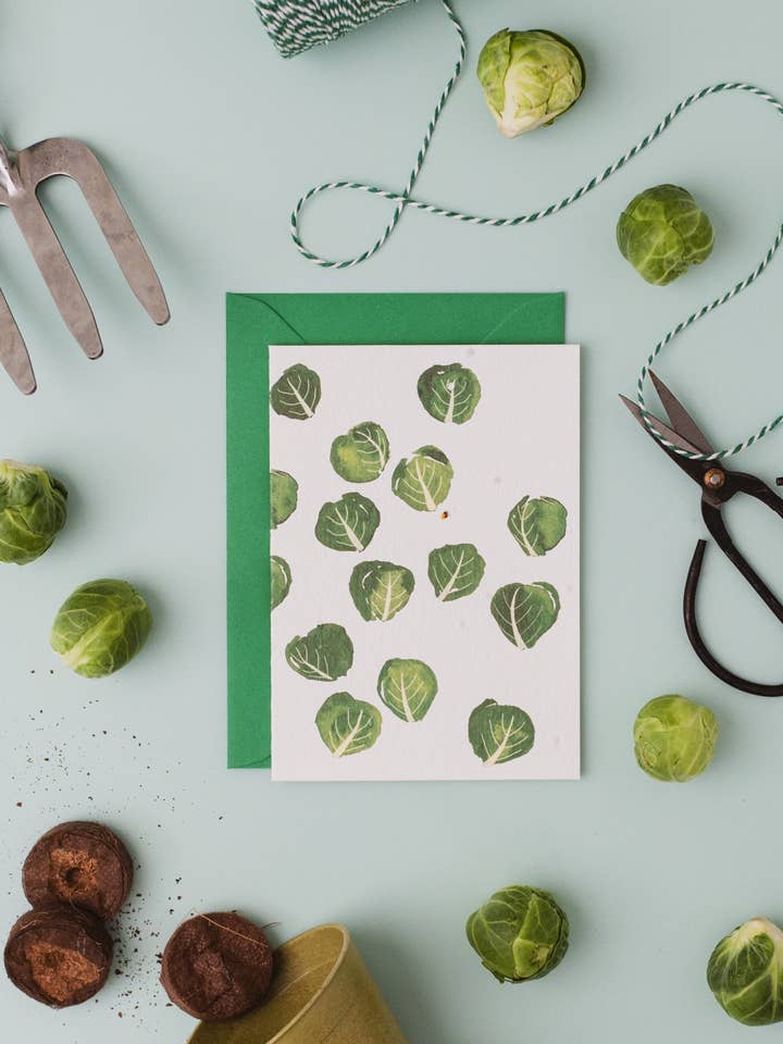 Brussel Sprout Plantable Christmas Card for wholesale by Ruby & Bo