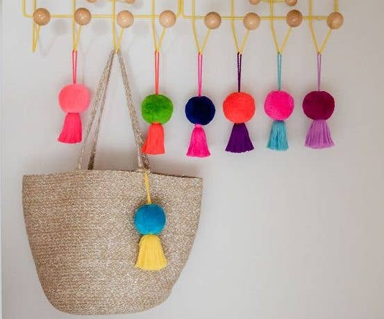 PomPom Galore - Wholesale Decorative Tassel/Wall Drop - Jumbo Pom Pom & Tassel Swag Indigo Blue & Magenta2