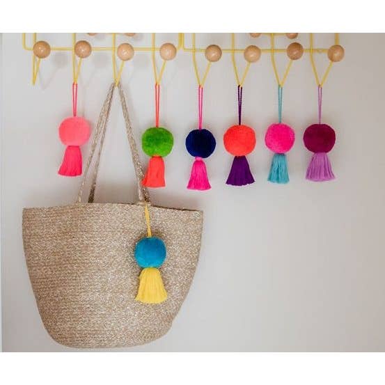 PomPom Galore - Wholesale Decorative Tassel/Wall Drop - Jumbo Pom Pom & Tassel Swag Indigo Blue & Magenta2