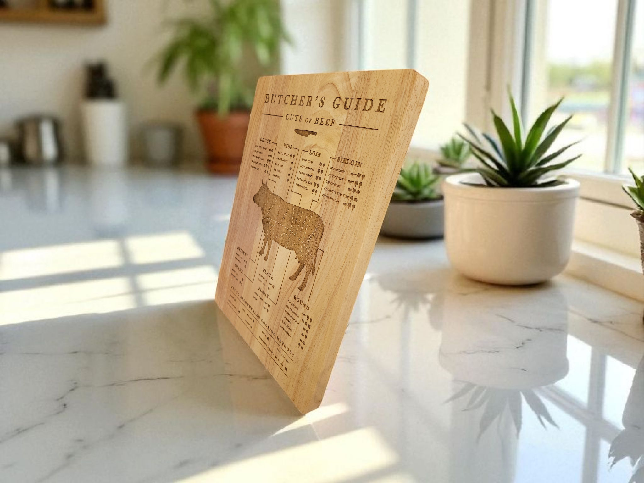Ellie Joe Design Co - Wholesale Cutting Board - Cuts of Beef Etched Solid Wood Board1