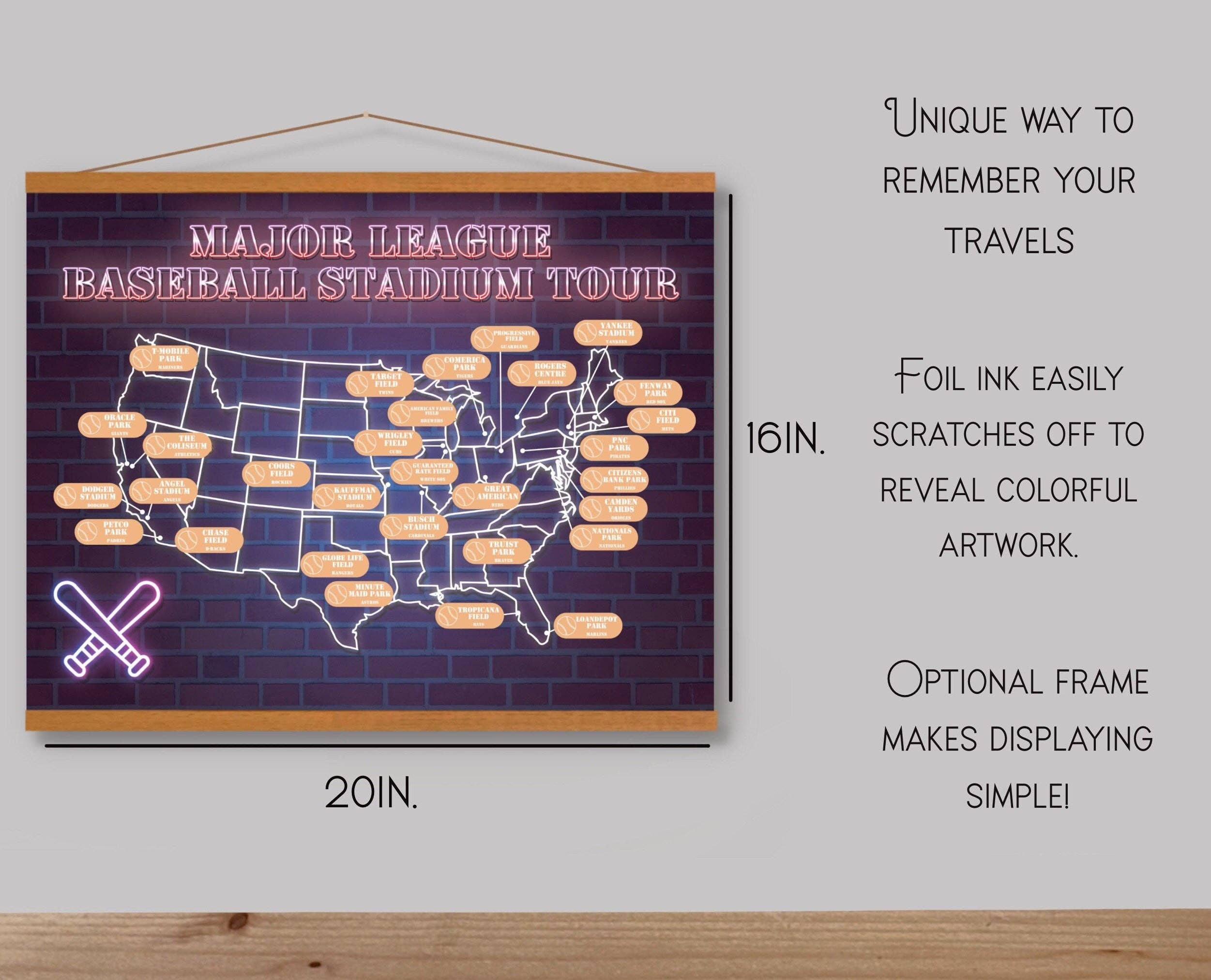 Track Your Adventures - Wholesale Map - US Baseball Stadiums Scratch off Map1