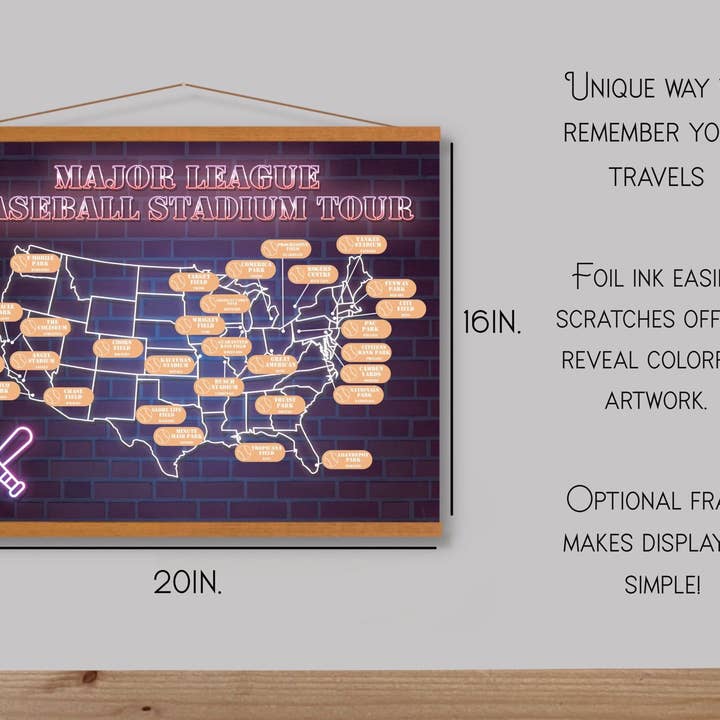 Track Your Adventures - Wholesale Map - US Baseball Stadiums Scratch off Map1