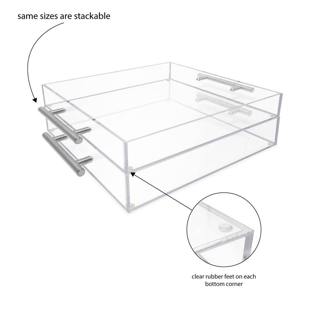 Isaac Jacobs International - Wholesale Serving Tray - Isaac Jacobs Clear Acrylic Serving Tray with Metal Handles50