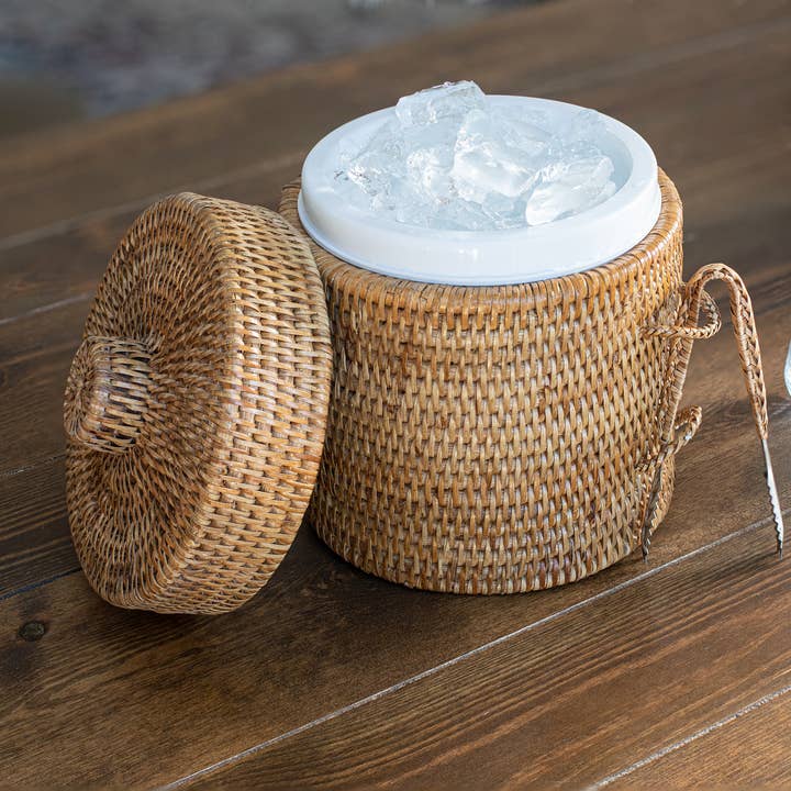 Artifacts Trading Company - Wholesale Ice Bucket - Artifacts Rattanâ„¢ Ice Bucket with Tongs