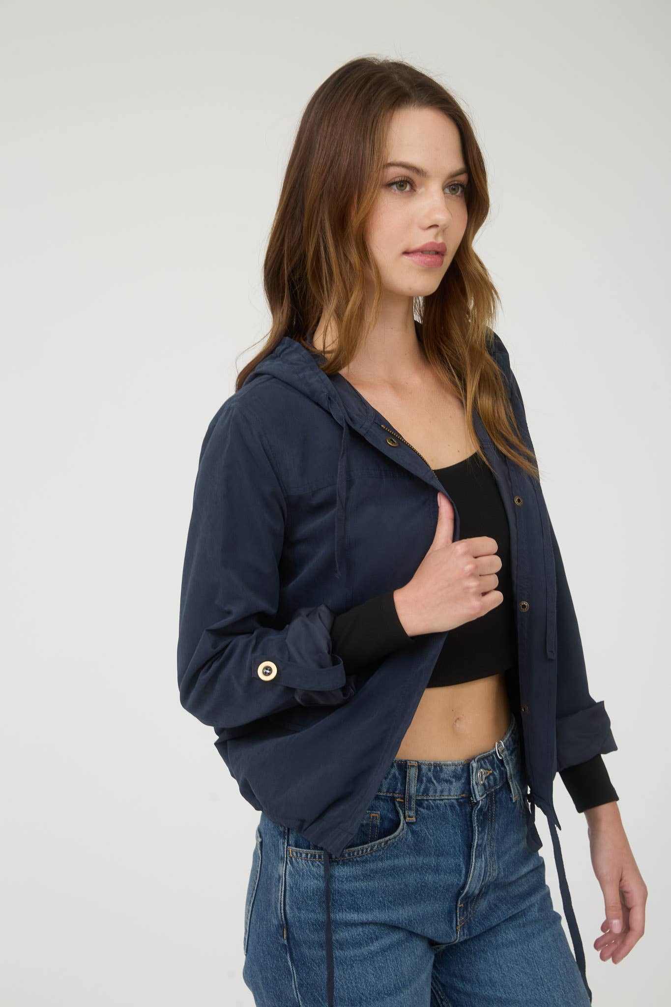 Blu Pepper - Wholesale Jacket - Women's - SNAP BUTTON ZIP UP HOODED JACKET56