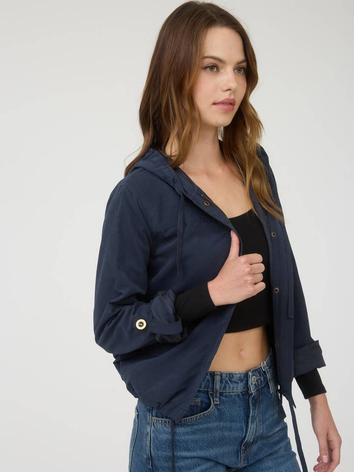 Blu Pepper - Wholesale Jacket - Women's - SNAP BUTTON ZIP UP HOODED JACKET3