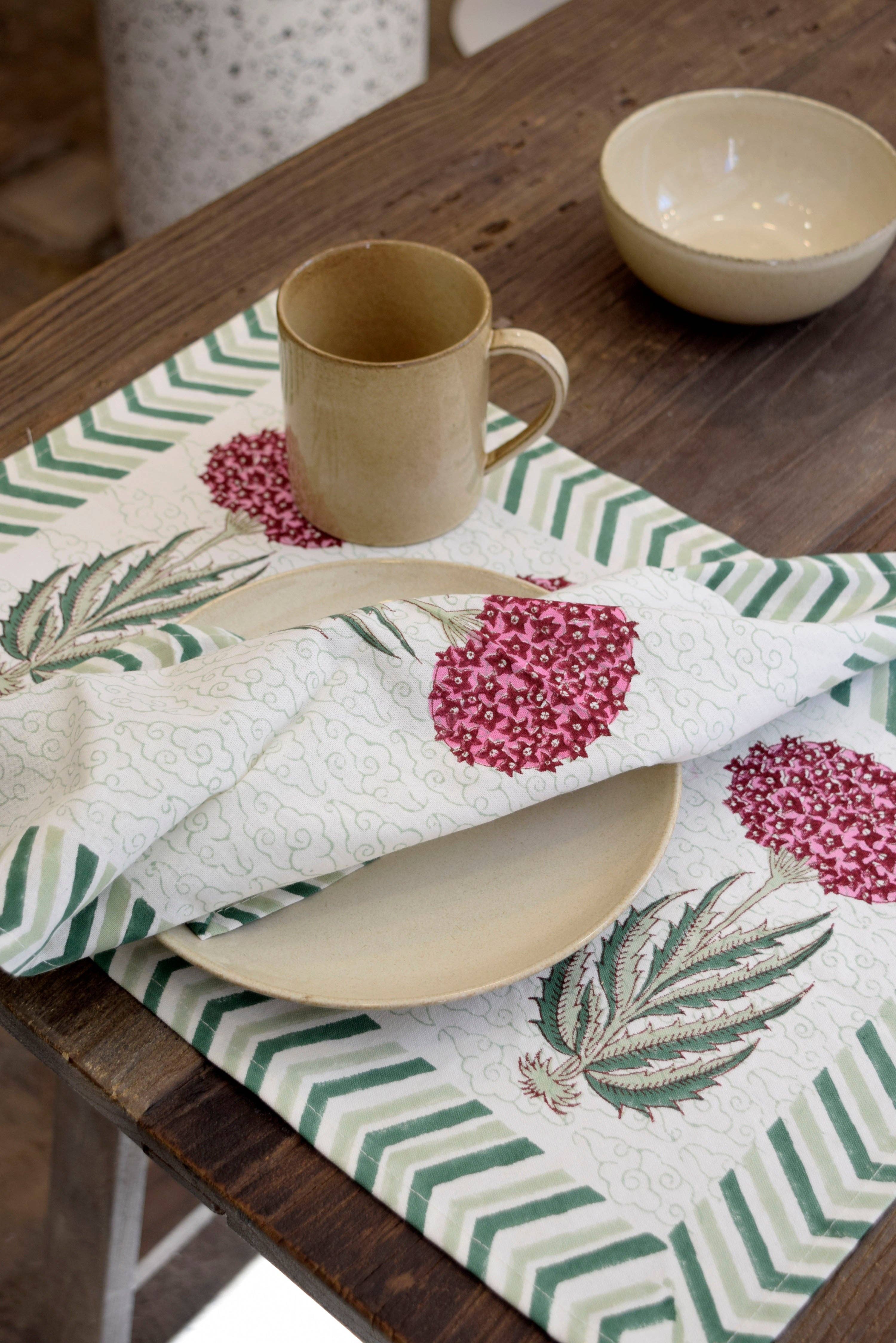 Kapda Casa – wholesale Tablecloth – Flor Hortensia: Manteles Individuales | 6 Servilletas | Juego de Comedor |50x30cm0