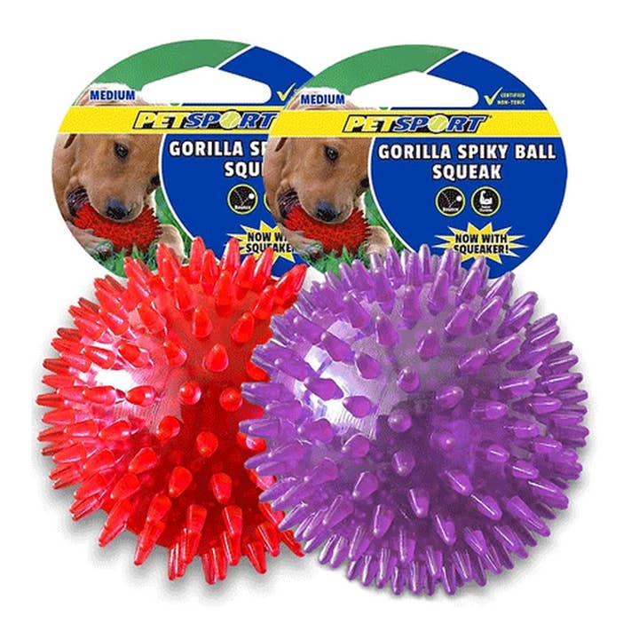 King Wholesale Pet Goods - Wholesale Pet Squeaky Toy - Dog - PETSPORT Gorilla Spiky Ball Squeak M 2.8"