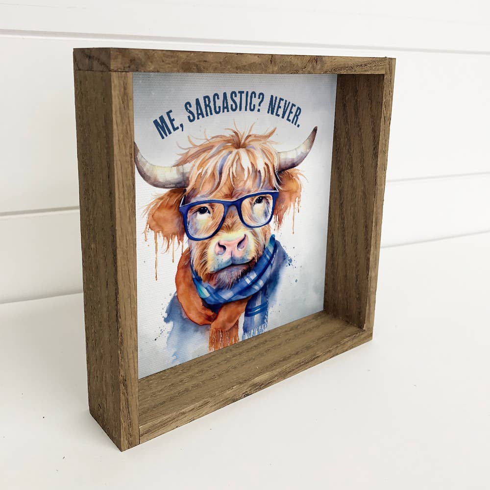 Hangout Home - Wholesale Sign - Sarcastic Highland Cow - Funny Cow Art - Cute Cow Sign1