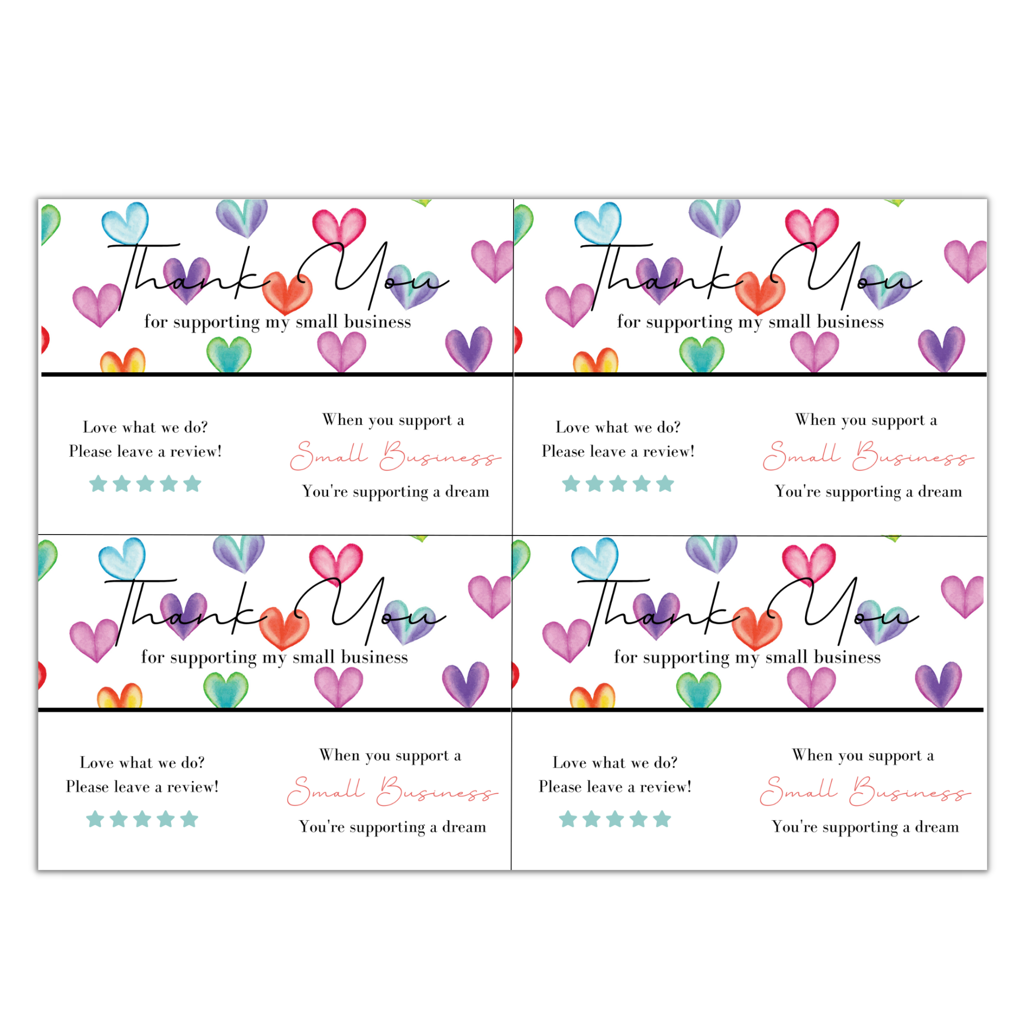 Small Biz Supplies - Wholesale Stationery/Notecard Set - Thank You Card Sheets12